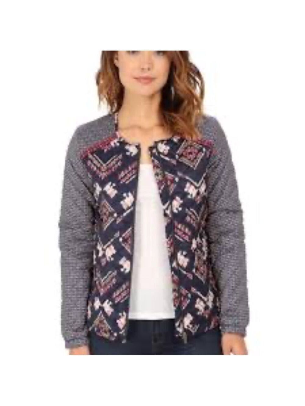 Roxy Mixed Print Quilted Bomber Jacket NWOT
